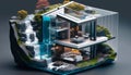 Realistic Draft of a Furnished Apartment with Stunning Views and a Relaxing Balcony - ai generated