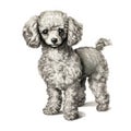 Realistic Drawing Of A Charming Poodle In Silver And Gray