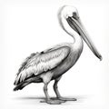 Hyper-realistic Black And White Pelican Illustration