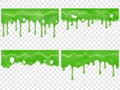 Realistic dripping slime. Seamless green stain of drippings poison drops. Mucus drip drop 3D realistic vector