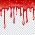 Drips of strawberry jam. Sweet background.