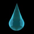 Realistic drop of water on black in 3D rendering