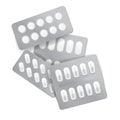 Realistic Drugs Pack. Set Of Tablets Blisters