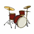 Realistic drum illusration drawing battery coloring drawing illustration white background Royalty Free Stock Photo