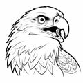 Realistic Eagle Coloring Page With Open Beak - Patriotic Animal Portrait