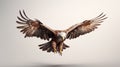 Realistic eagle flying with majesty and befitting a king of birds on a white background,8K