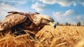 Realistic Eagle In Wheat Field - Vray Tracing And Photo-realistic Rendering