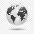 Realistic Earth globe icon isolated on transparent background. North and South America, Europe, Asia and Africa. Vector world map. Royalty Free Stock Photo