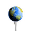 Realistic earth on golf tee