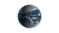 Realistic Earth Rotating on White Loop . Globe is centered in frame, with correct rotation in seamless loop.