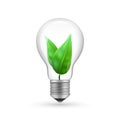 Realistic eco light bulb isolated on white background. Energy economy lamp vector illustration Royalty Free Stock Photo