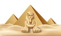 Vector Egypt pyramid and sphinx landmark realistic Royalty Free Stock Photo