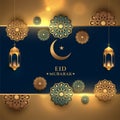 Realistic eid mubarak artistic background design