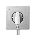 Realistic electric socket and plug on white background Royalty Free Stock Photo
