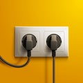 Realistic electric white double socket and two