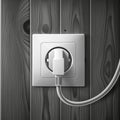 Realistic electric white socket and plug on dark Royalty Free Stock Photo