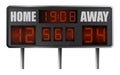 Realistic electronic sports scoreboard. Score on board during match on field. Team sports. Active lifestyle. Vector