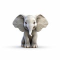 Realistic Elephant In Pixar Style On White Background In 8k Uhd