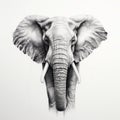 Realistic Elephant Portrait Drawing In High Contrast Black And White Royalty Free Stock Photo