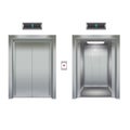 Realistic Elevator with Closed and Opened Metal Door. Vector