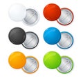 Realistic Empty Color Blank Circle Button Badge Pin Set. Vector Royalty Free Stock Photo