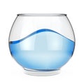 Realistic Empty Glass Fishbowl Aquarium with Blue Water. 3d Rend