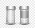 Realistic empty glass jars with silver metal lids Royalty Free Stock Photo