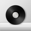 Realistic empty music gramophone vinyl LP record icon closeup