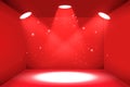 Empty space of the red luxury box with three light sources Royalty Free Stock Photo