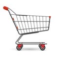 Realistic empty supermarket shopping cart vector illustration isolated on white background Royalty Free Stock Photo