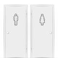 Realistic empty white toilet doors for male and female genders isolated on white background Royalty Free Stock Photo