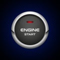 Realistic Engine start button on dark background