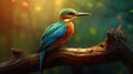 a realistic epic kingfisher wallpaper in the forest, ai generated image Royalty Free Stock Photo