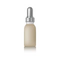 Realistic essential oil beige bottle with design label