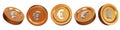 Realistic Euro 3D Gold Coins Set.  Flip Different Angles. Money Front Side. Investment Concept. Finance Coin Icons, Sign, Banking Royalty Free Stock Photo