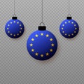 Realistic European Union Flag with flying light balloons