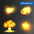 Realistic Explosions Set Royalty Free Stock Photo