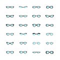 Realistic eye glasses set in flat style