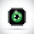 Realistic eyeball on a microchip Royalty Free Stock Photo