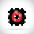 Realistic eyeball on a microchip Royalty Free Stock Photo