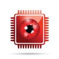 Realistic eyeball on a microchip Royalty Free Stock Photo