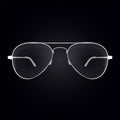 Realistic eyeglasses, spectacles mockup. Elegant black fashionable glasses on dark background