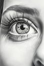 Realistic eyes pencil drawing style close up shot,Generater by AI Royalty Free Stock Photo