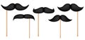 Realistic fake mustache on a stick. Vintage paper mustache collection. Vector illustration.