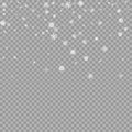 Realistic falling white snow overlay on transparent background. Snowflakes storm layer. Snow pattern for design Royalty Free Stock Photo