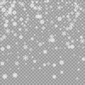 Realistic falling white snow overlay on transparent background. Snowflakes storm layer. Snow pattern for design Royalty Free Stock Photo