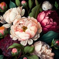 Realistic fantastic vintage large flowers background