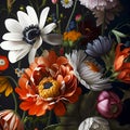 Realistic fantastic vintage large flowers background