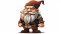 Realistic Fantasy Art: Cartoon Gnome Character With Brown Hair And Beard