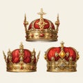 Realistic Fantasy Artwork: Three Royalty Crowns For A Majestic Empire